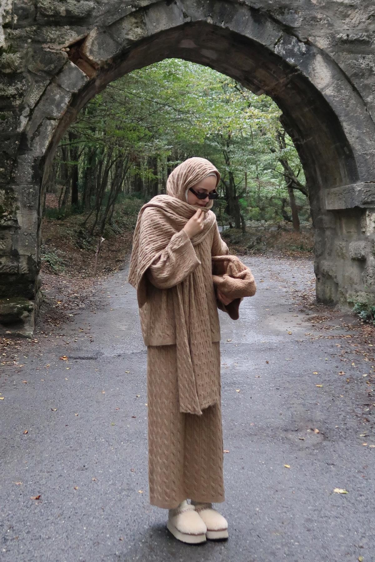 Polina Triko Takım Camel