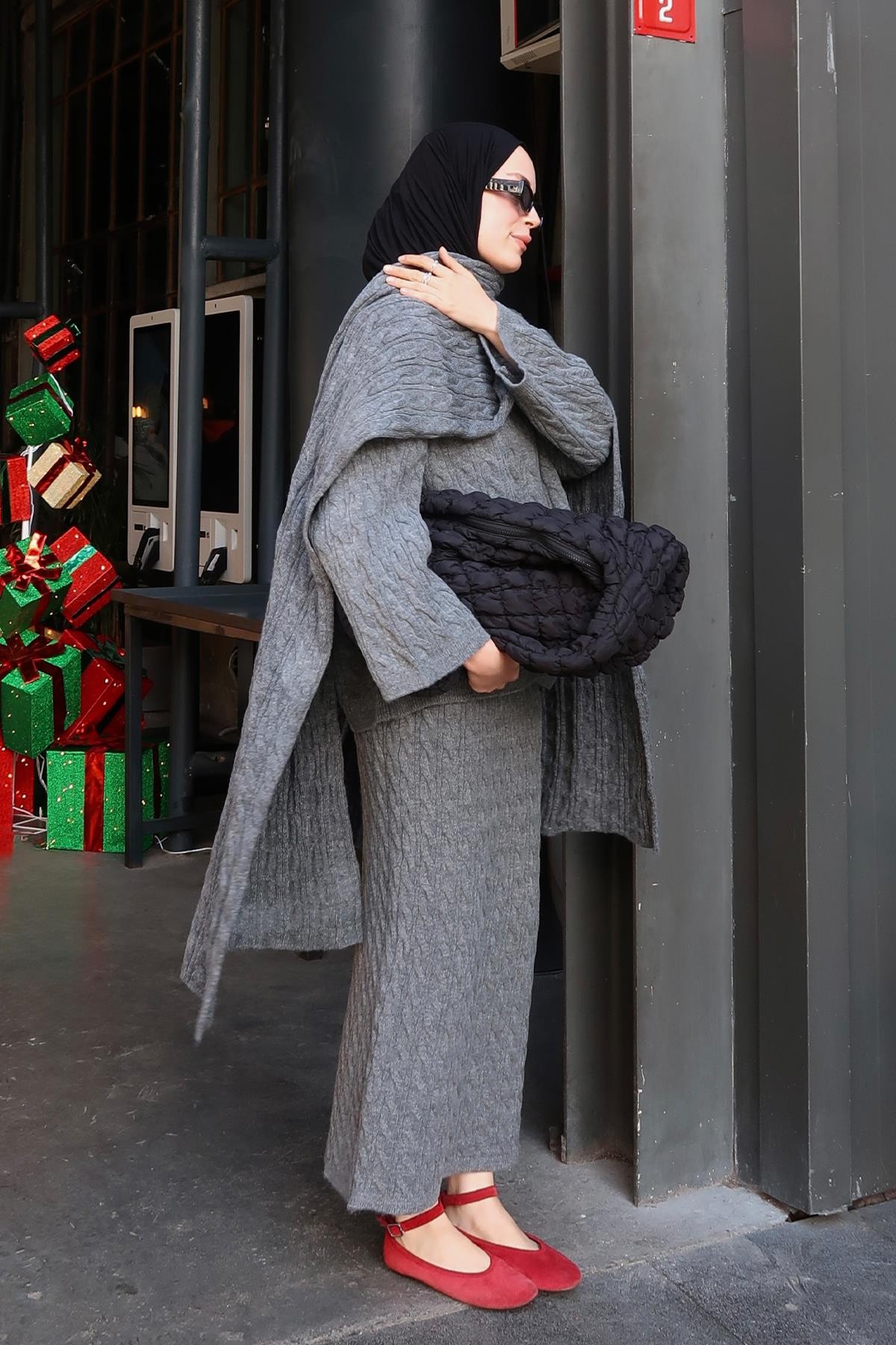Polina Triko Takım Gri