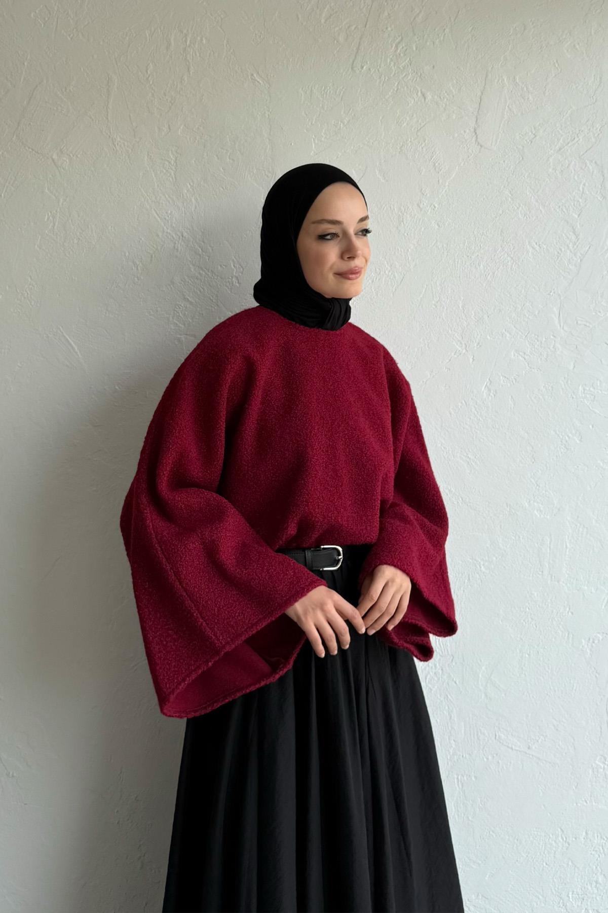 Bordo Scarlet Buklet Bluz 