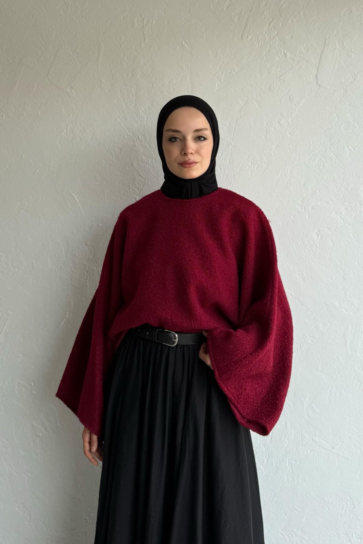 Bordo Scarlet Buklet Bluz 