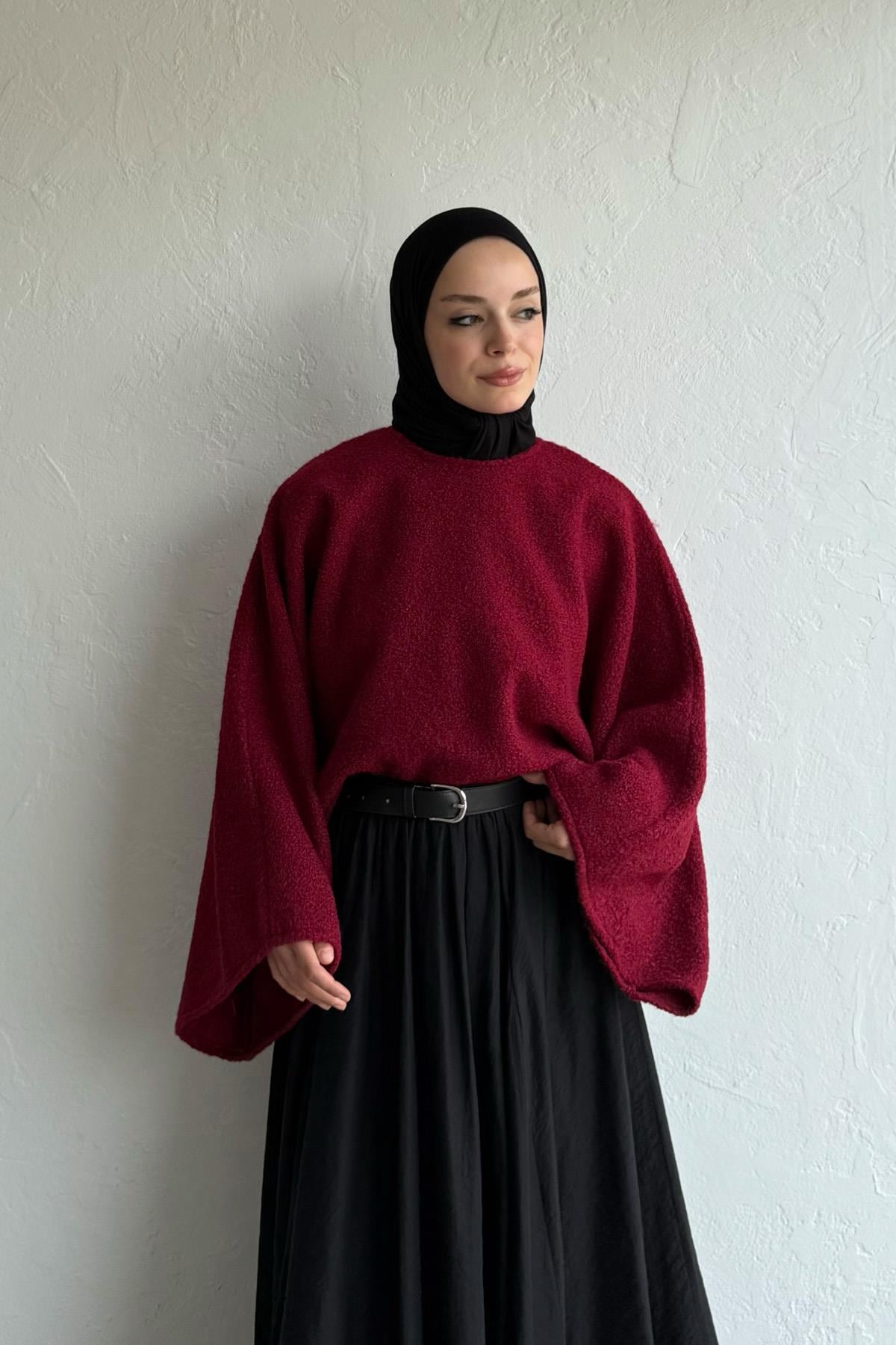 Bordo Scarlet Buklet Bluz 