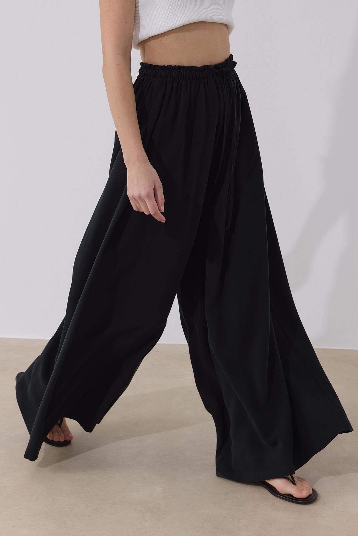 Siyah Wide Leg Pantolon
