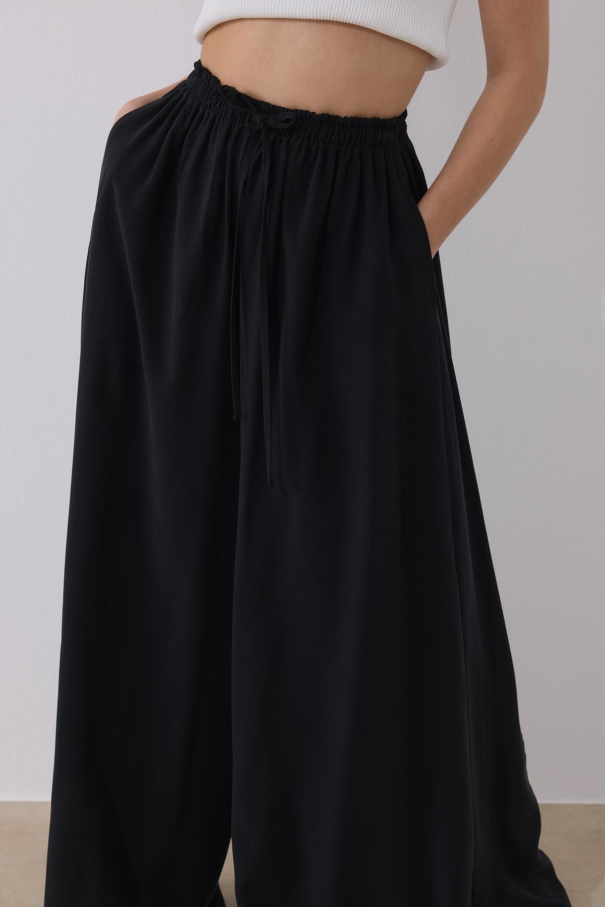 Siyah Wide Leg Pantolon