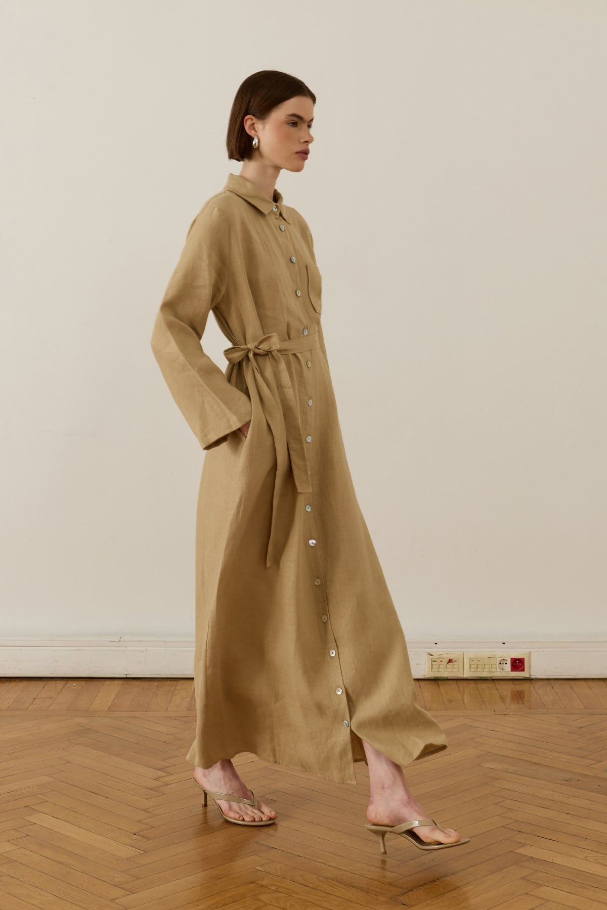 Wheat Color Sondos Dress 