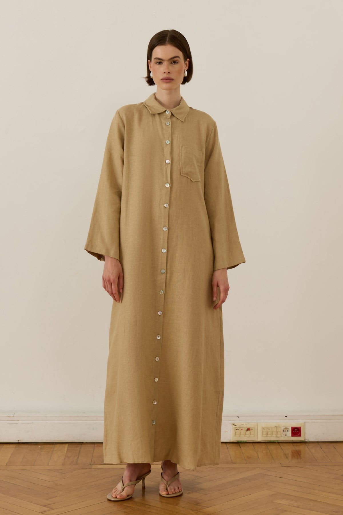 Wheat Color Sondos Dress 