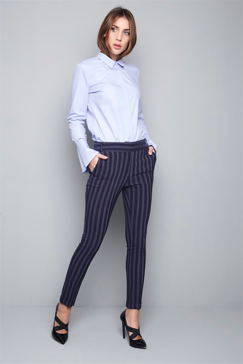 Bol Kesim Kol Detaylı Gömlek Mavi