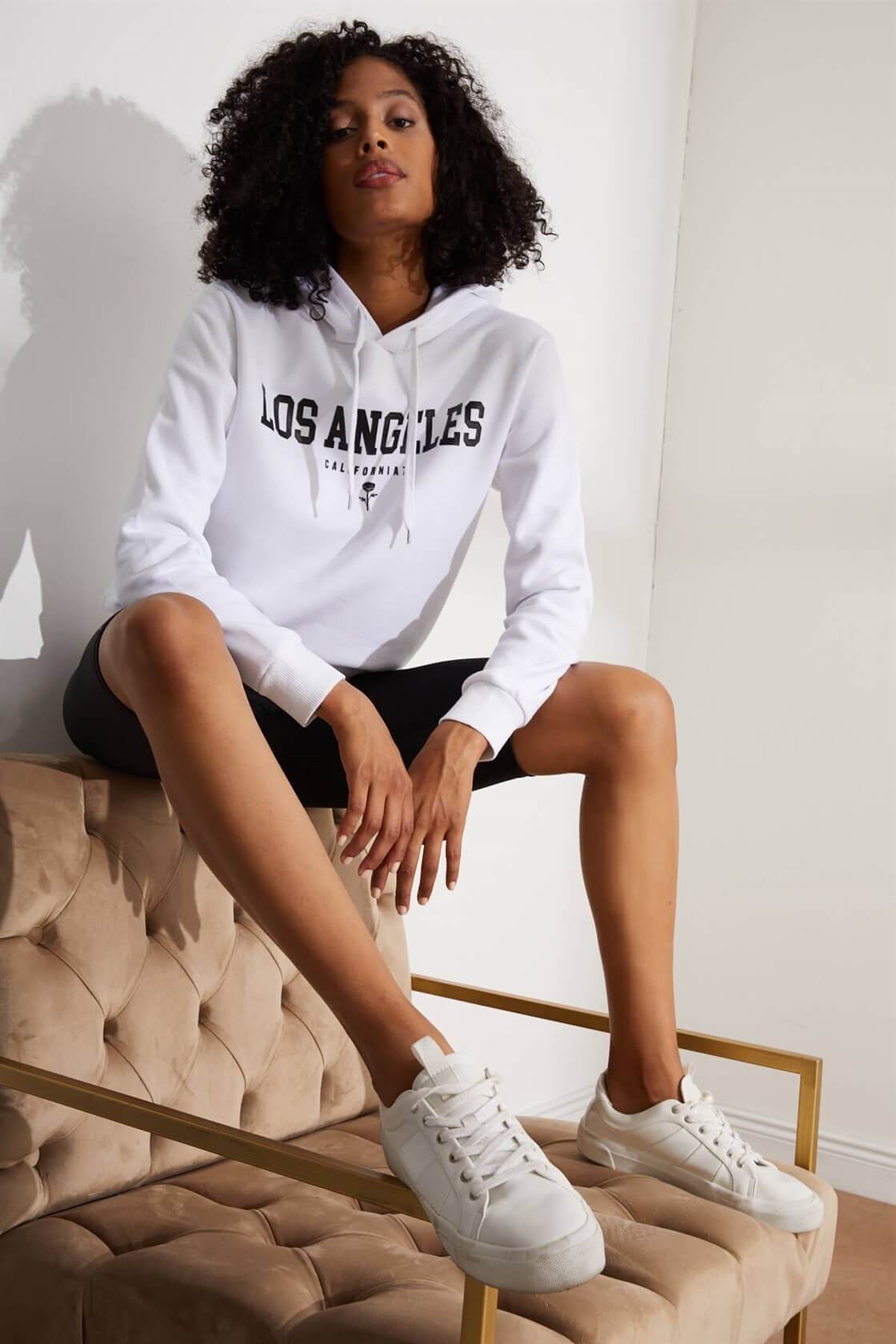 Ekru Los Angeles Kapüşonlu SweatshirtST060W7208201