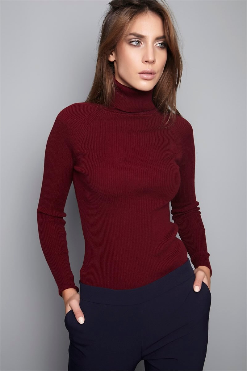 Balıkçı Yaka Bordo Triko