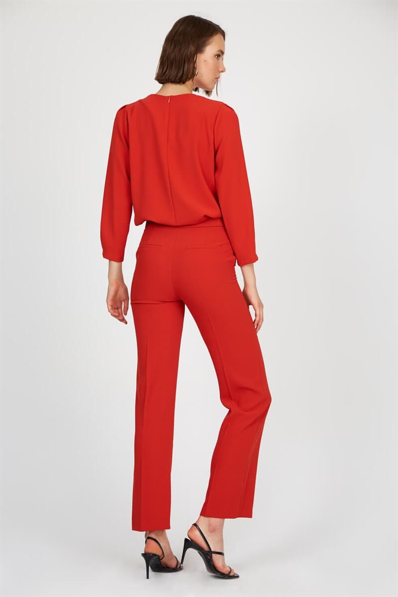 Kiremit Yüksek Bel Geniş Paça PantolonST040S200581