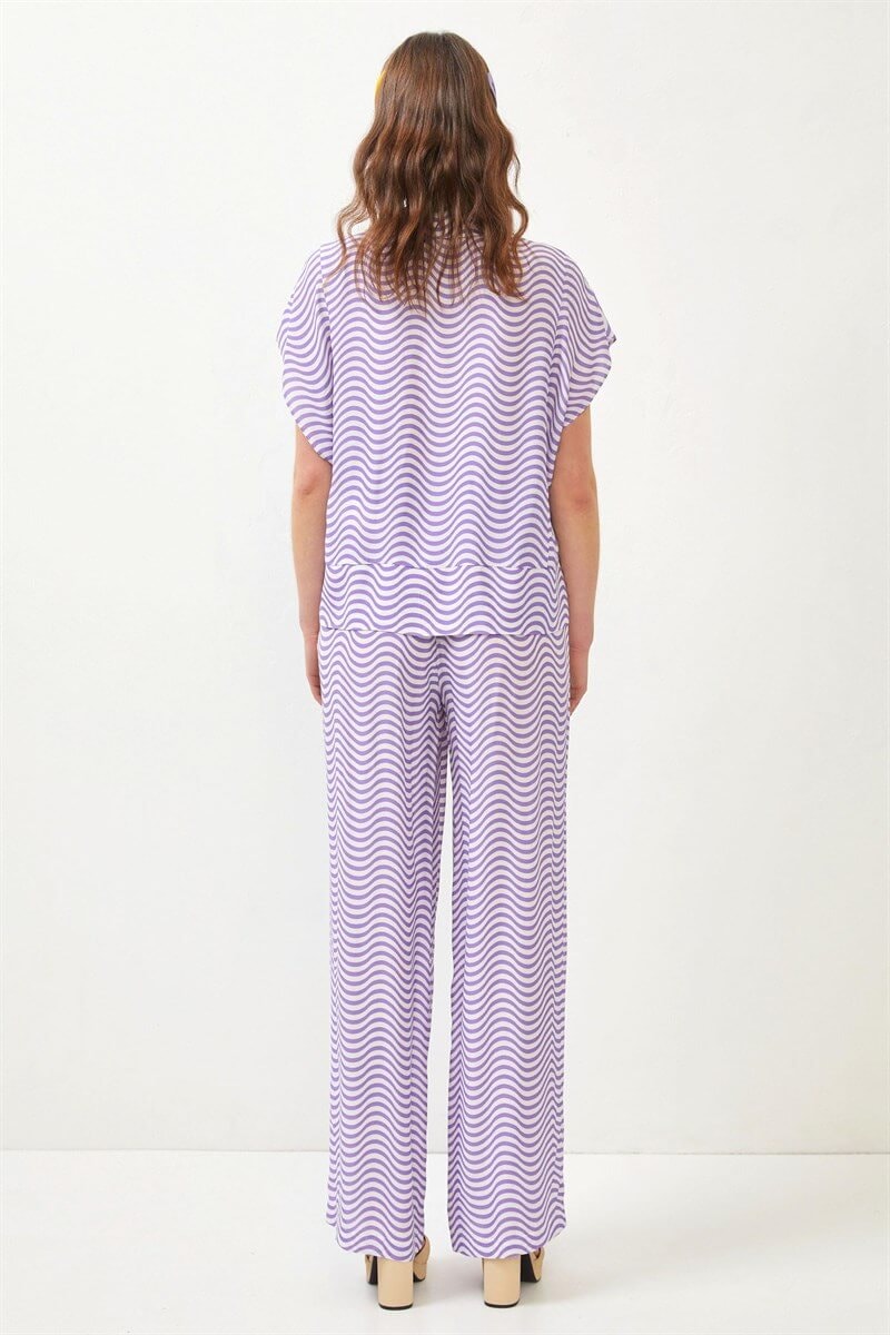 Mor Çizgili Oversize GömlekST060S55228001