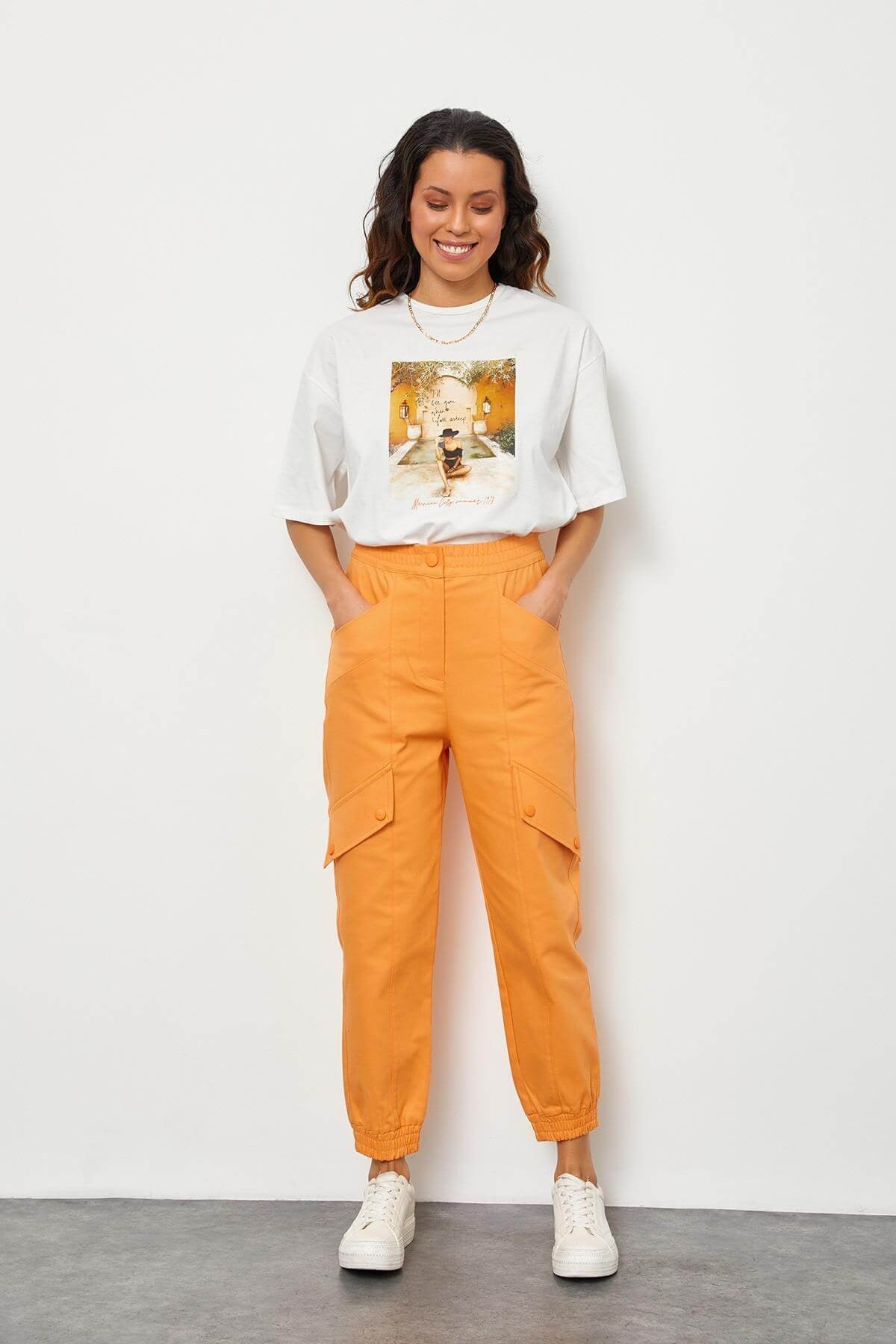 Oranj Beli Lastikli Jogger PantolonST050S2040401