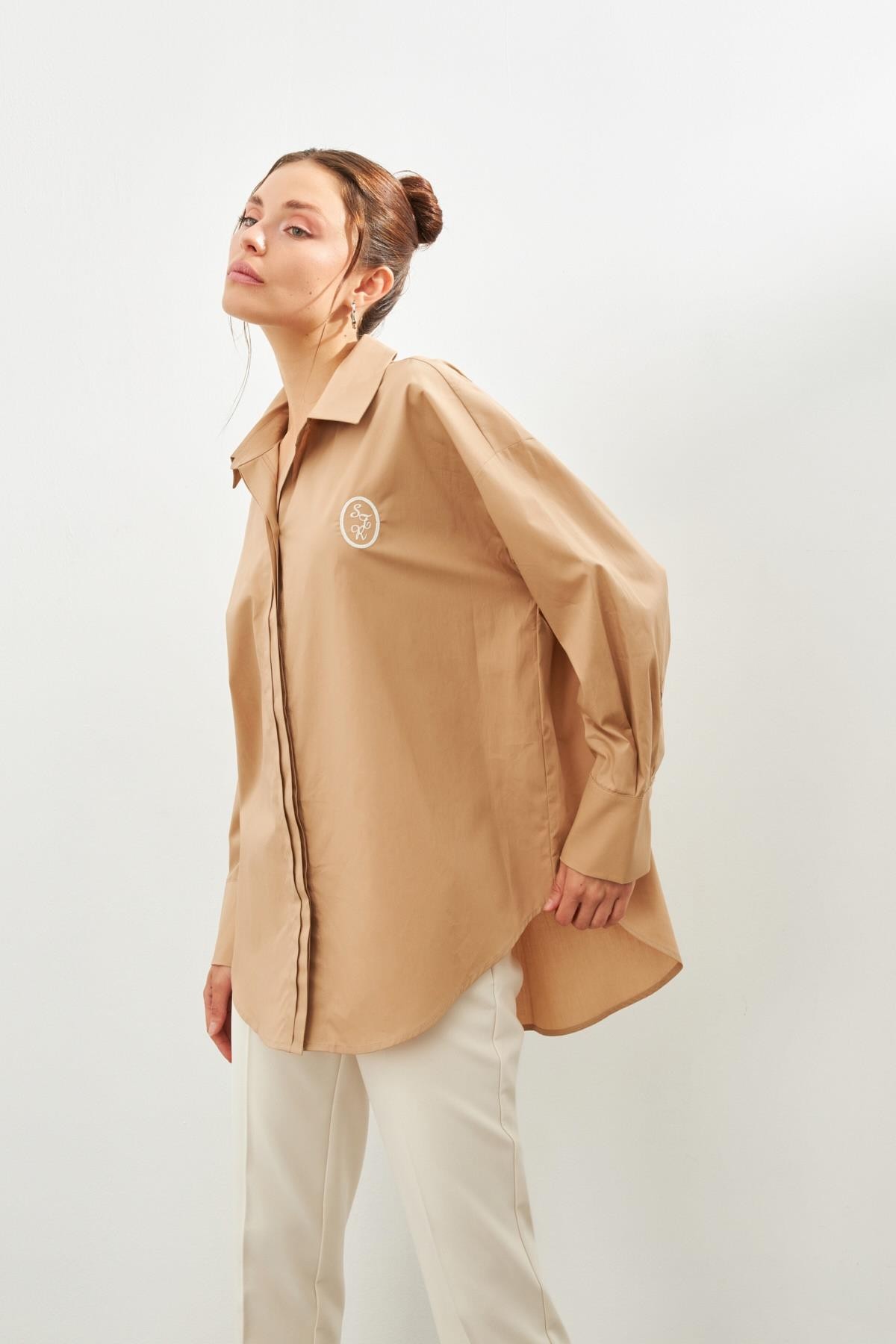 Bej 1YU2CGM0453 GÖMLEK Kadın Gömlek modelleri