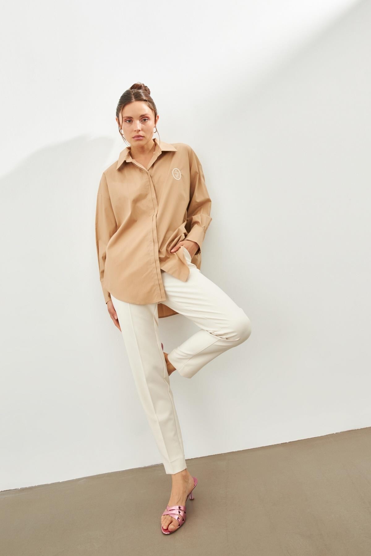 Bej 1YU2CGM0453 GÖMLEK Kadın Gömlek modelleri