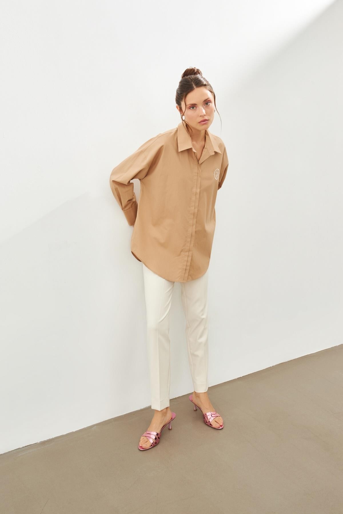 Bej 1YU2CGM0453 GÖMLEK Kadın Gömlek modelleri