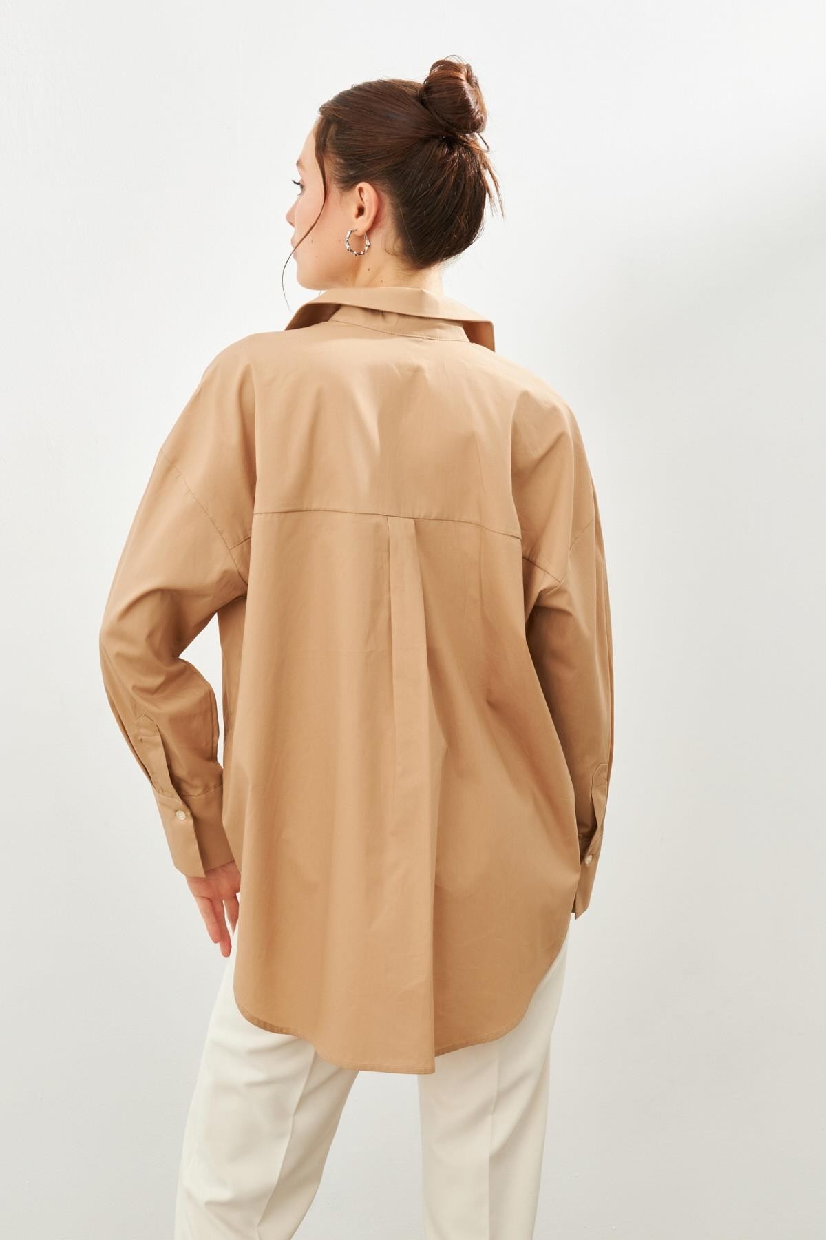 Bej 1YU2CGM0453 GÖMLEK Kadın Gömlek modelleri