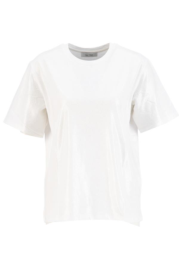 Ekru Bisiklet Yaka Basic T-Shirt Kadın T-Shirt modelleri