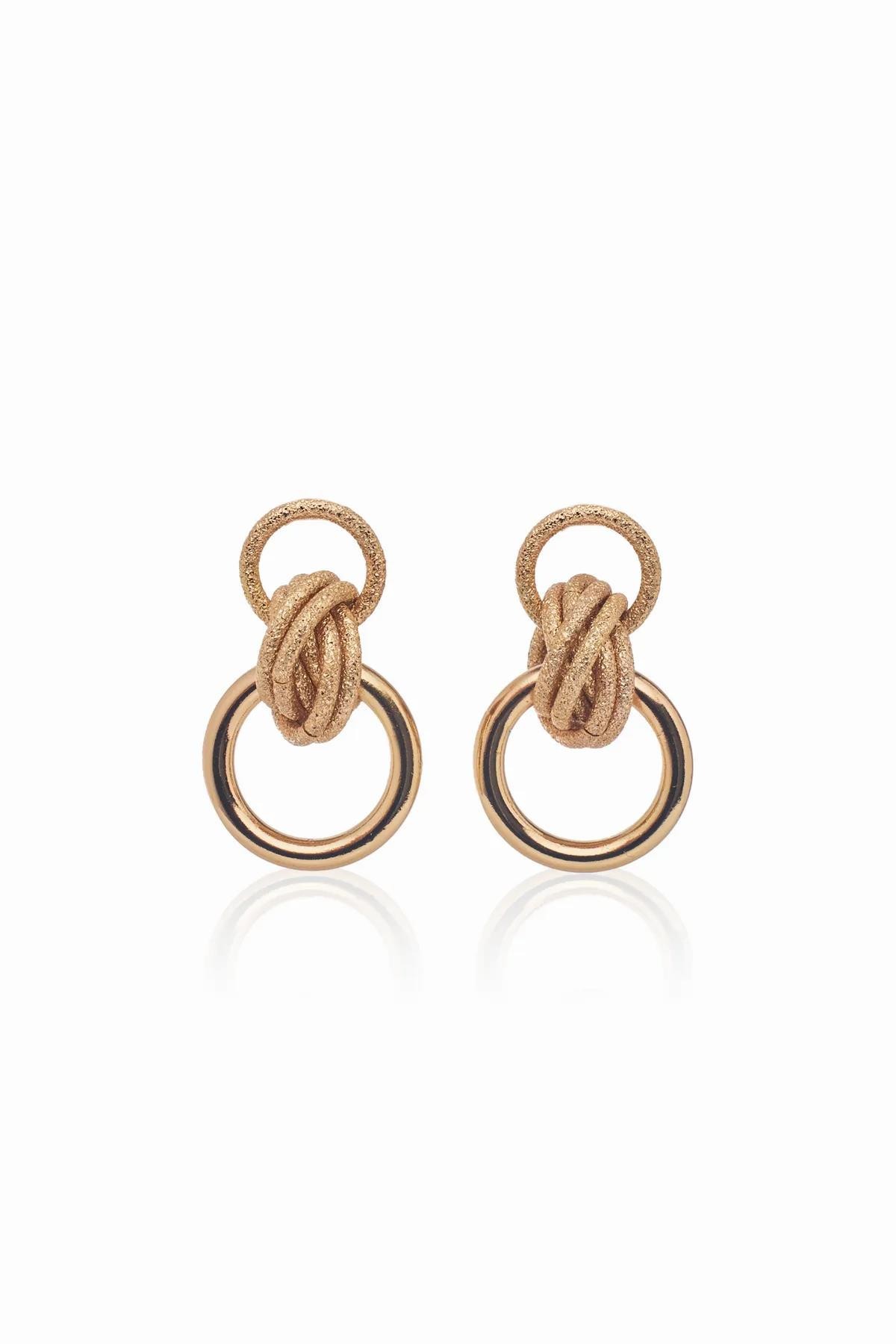 Ekru Rose Gold Simli İç İçe Halka Geçmeli Sarmal Vıp Sallantılı Küpe 25mm Kadın Kategorisiz modelleri