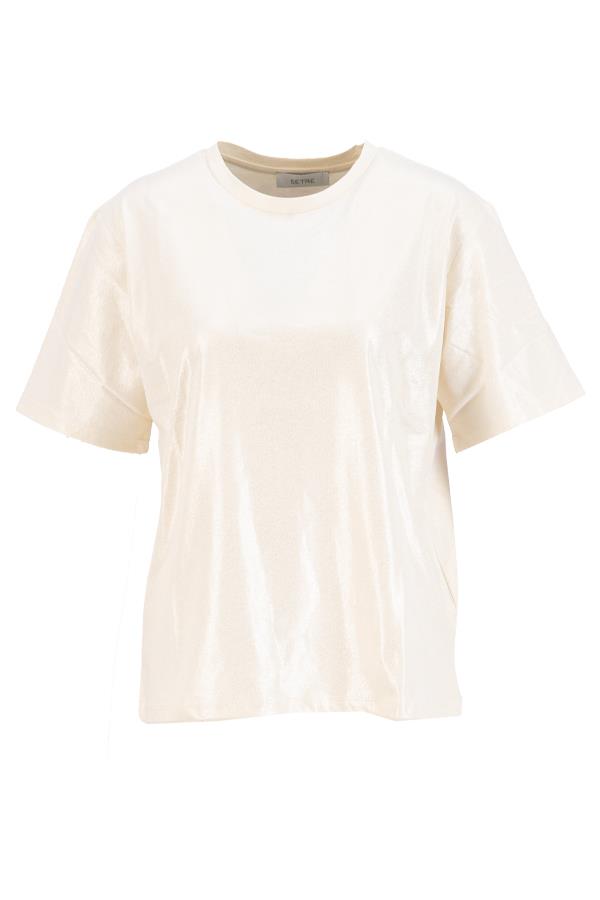 Krem Bisiklet Yaka Basic T-Shirt Kadın T-Shirt modelleri