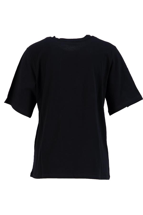 Siyah Baskı Detaylı Basic Bisiklet Yaka T-Shirt Kadın T-Shirt modelleri