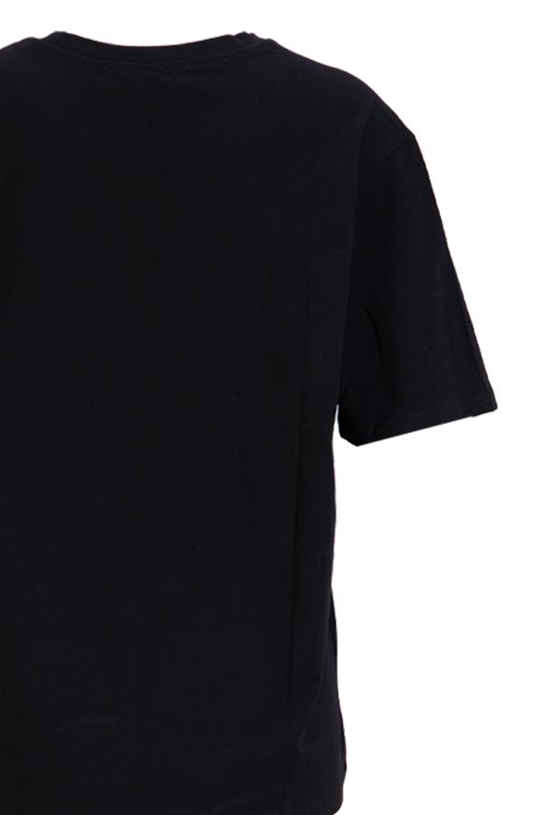 Siyah Baskı Detaylı Bisiklet Yaka Basic T-Shirt Kadın T-Shirt modelleri