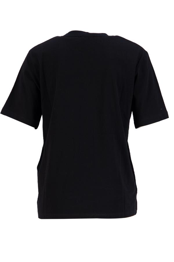 Siyah Bisiklet Yaka Mini Baskı Detaylı Basic T-Shirt Kadın T-Shirt modelleri