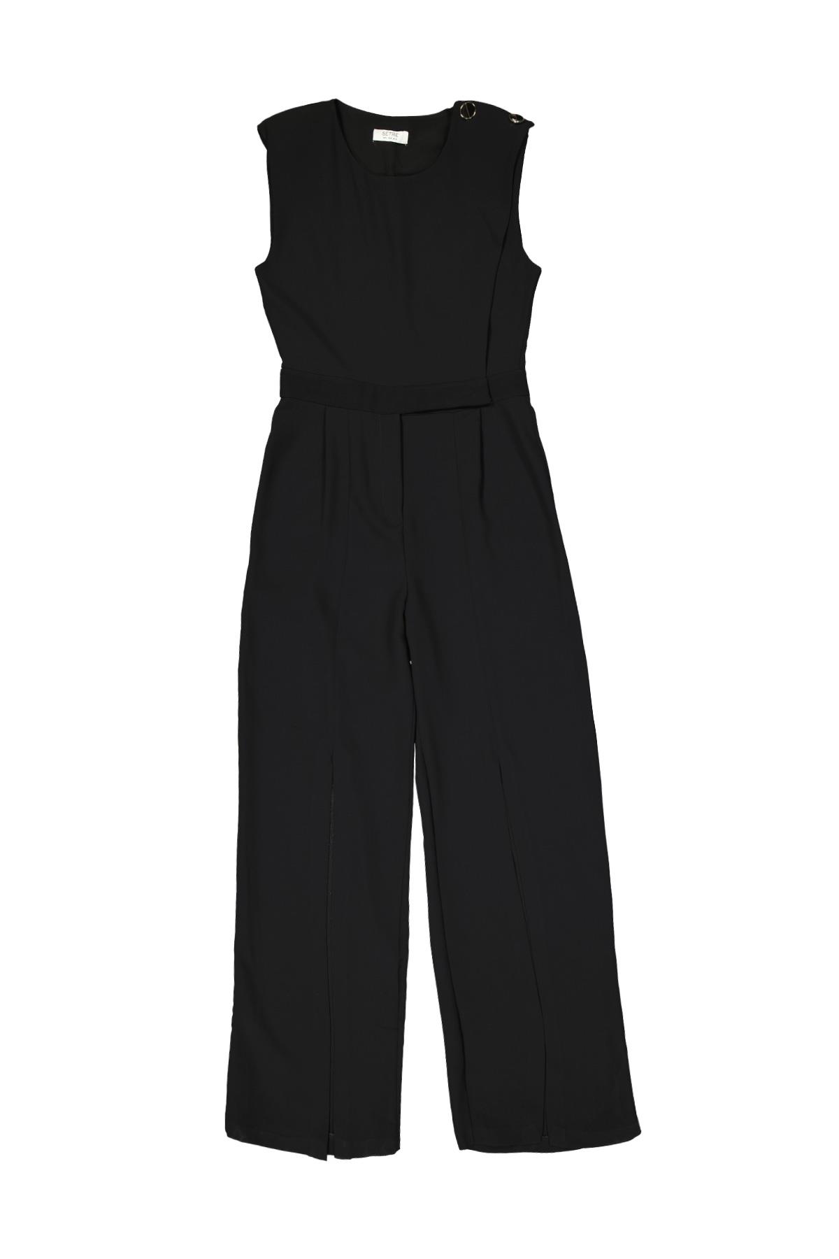 Siyah Maxi Paça Vatkalı Tulum Kadın Tulum modelleri