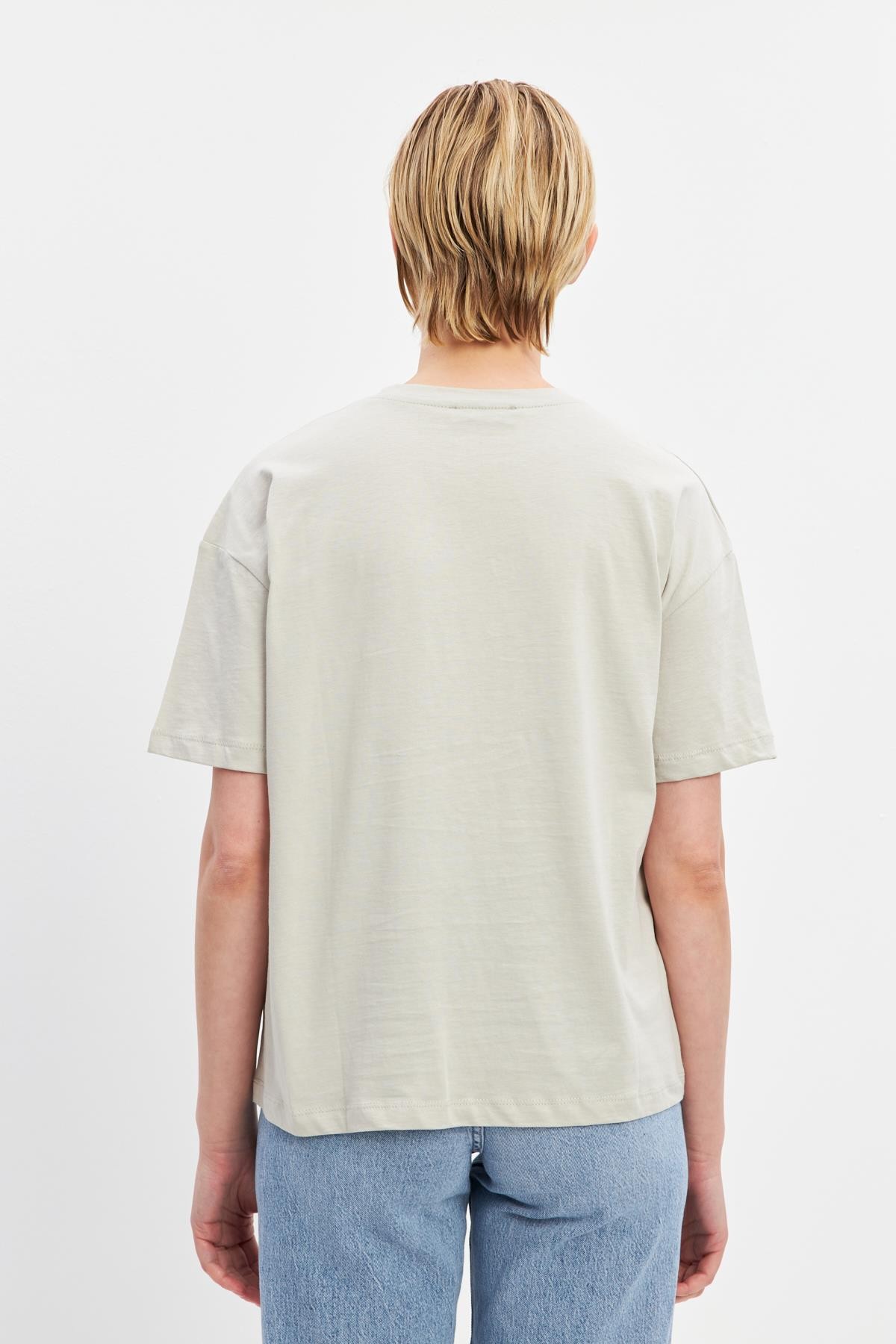 Taş Kısa Kollu Baskılı Bisiklet Yaka T-Shirt Kadın Kategorisiz modelleri