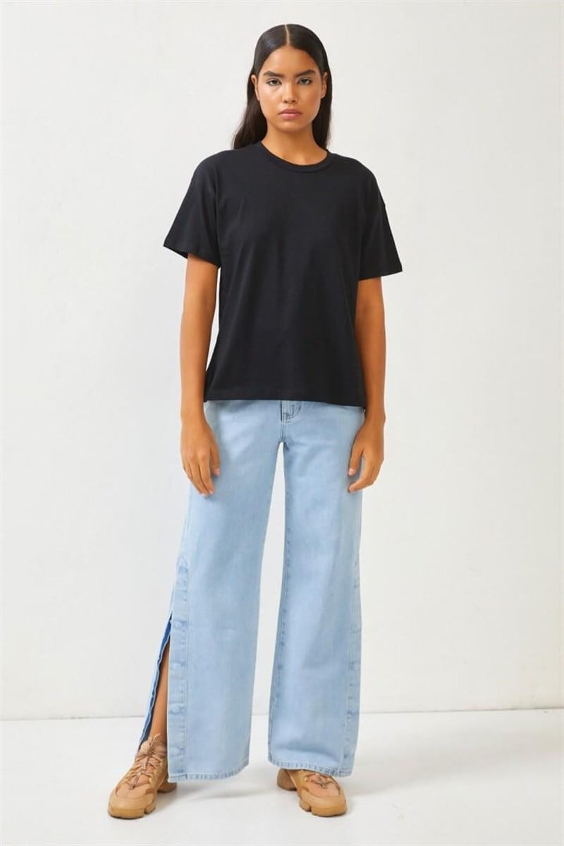 Siyah Bisiklet Yaka Oversize T-ShirtST060S71270002