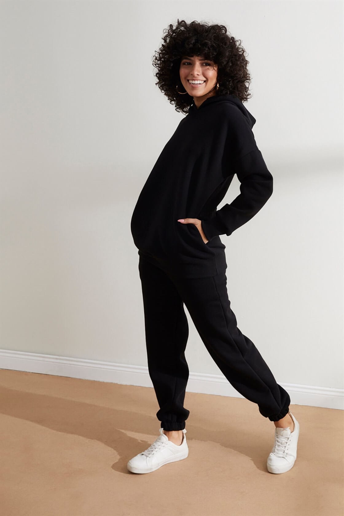 Siyah Sweatshirt Jogger Eşofman TakımST050W6007401