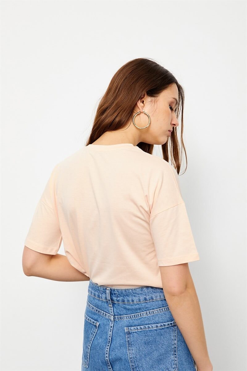 Somon Bisiklet Yaka Baskılı Pamuk T-ShirtST060S71160002