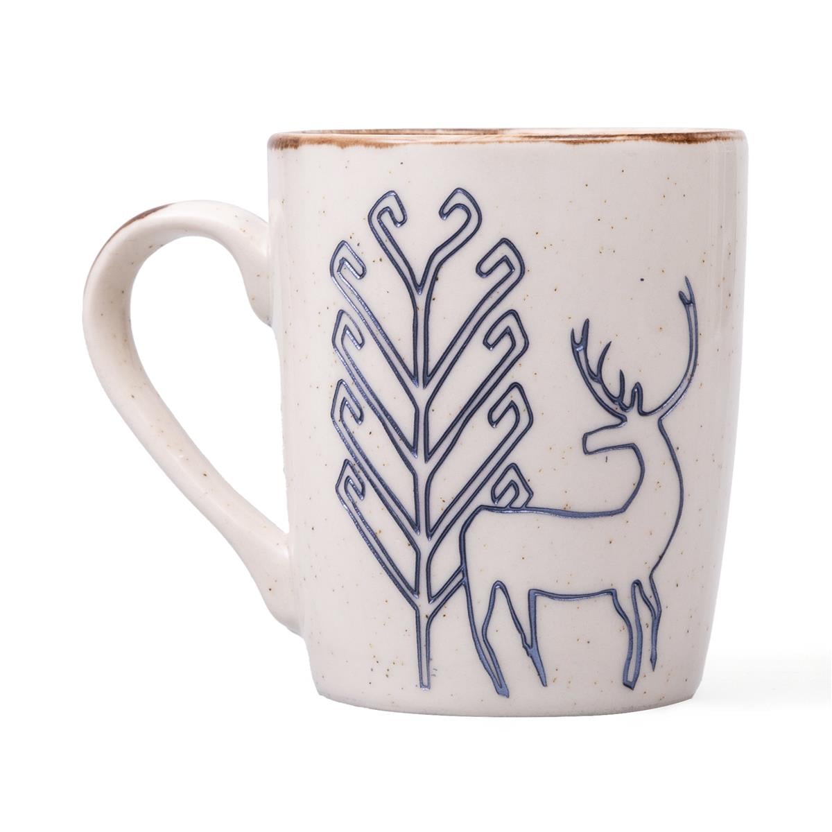 Hayat Ağacı ve Geyik Desenli Seramik Kupa