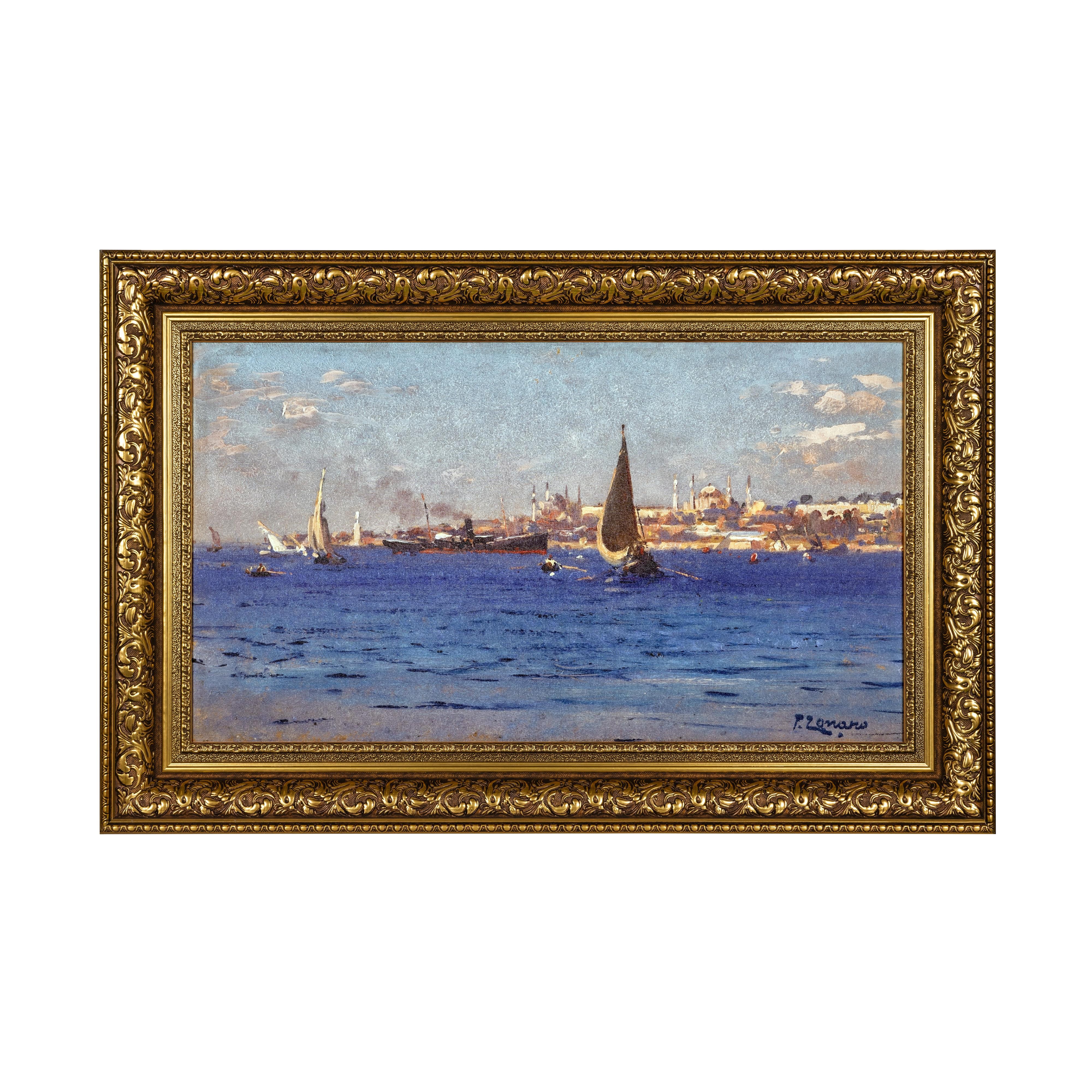 Fausto Zonaro, İstanbul Boğazı'nda Bir Tekne Tablo