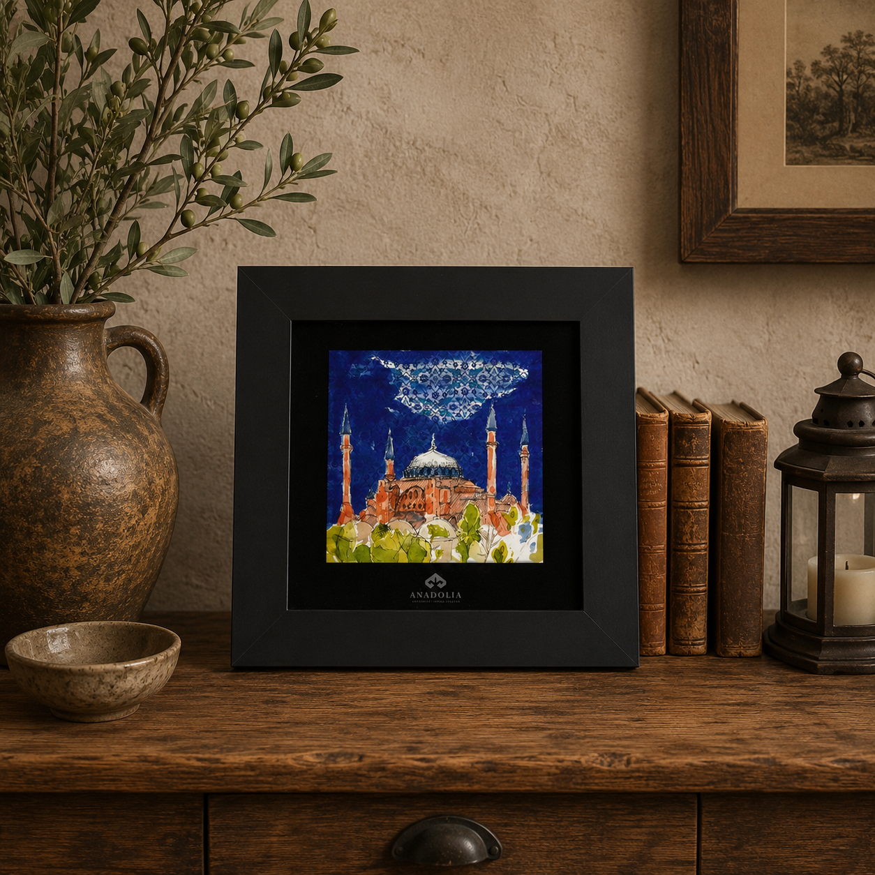 Ayasofya Camii Siyah Çerçeveli Seramik Tablo Pano