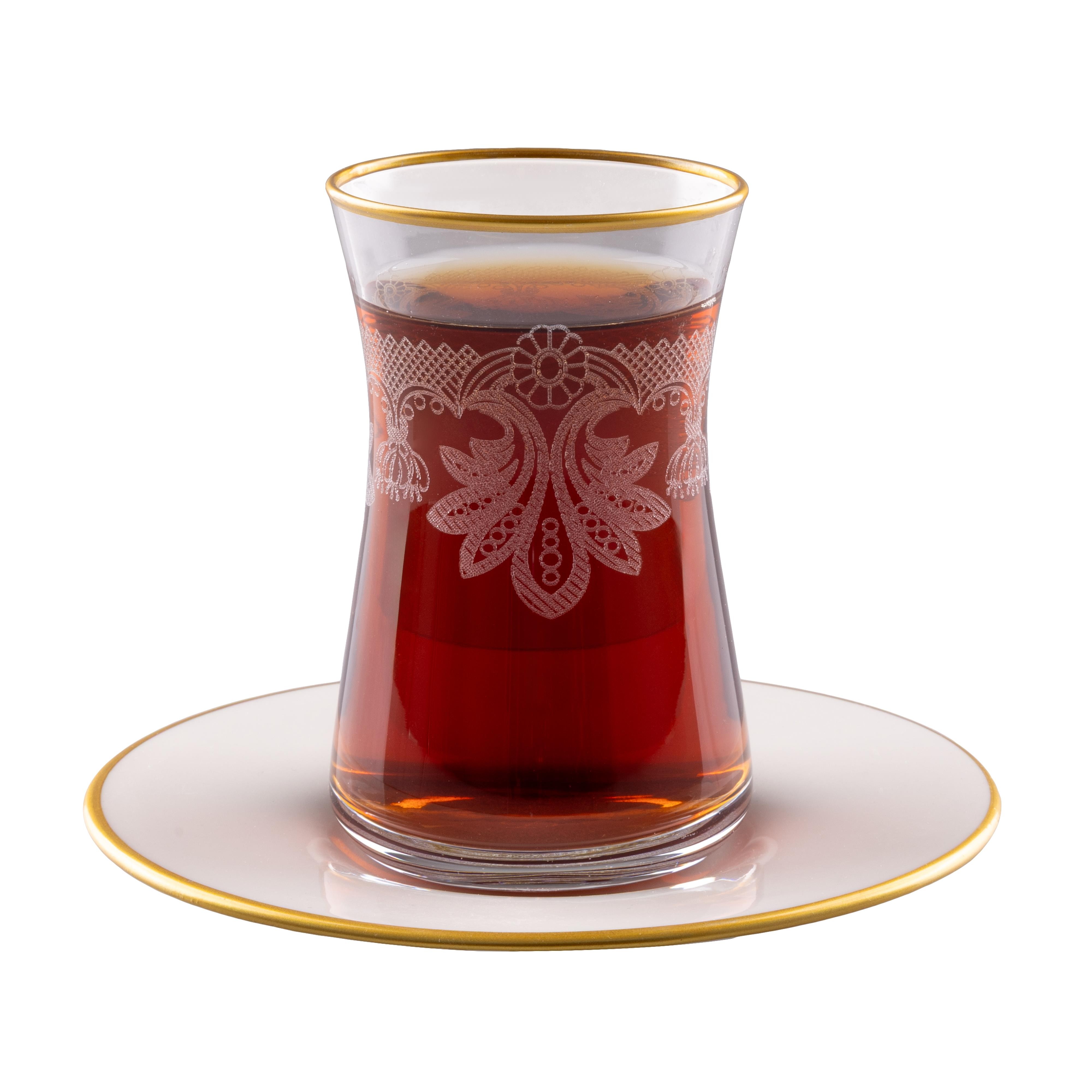 Çiçek Desenli Porselen Tabaklı 6’lı Çay Takımı