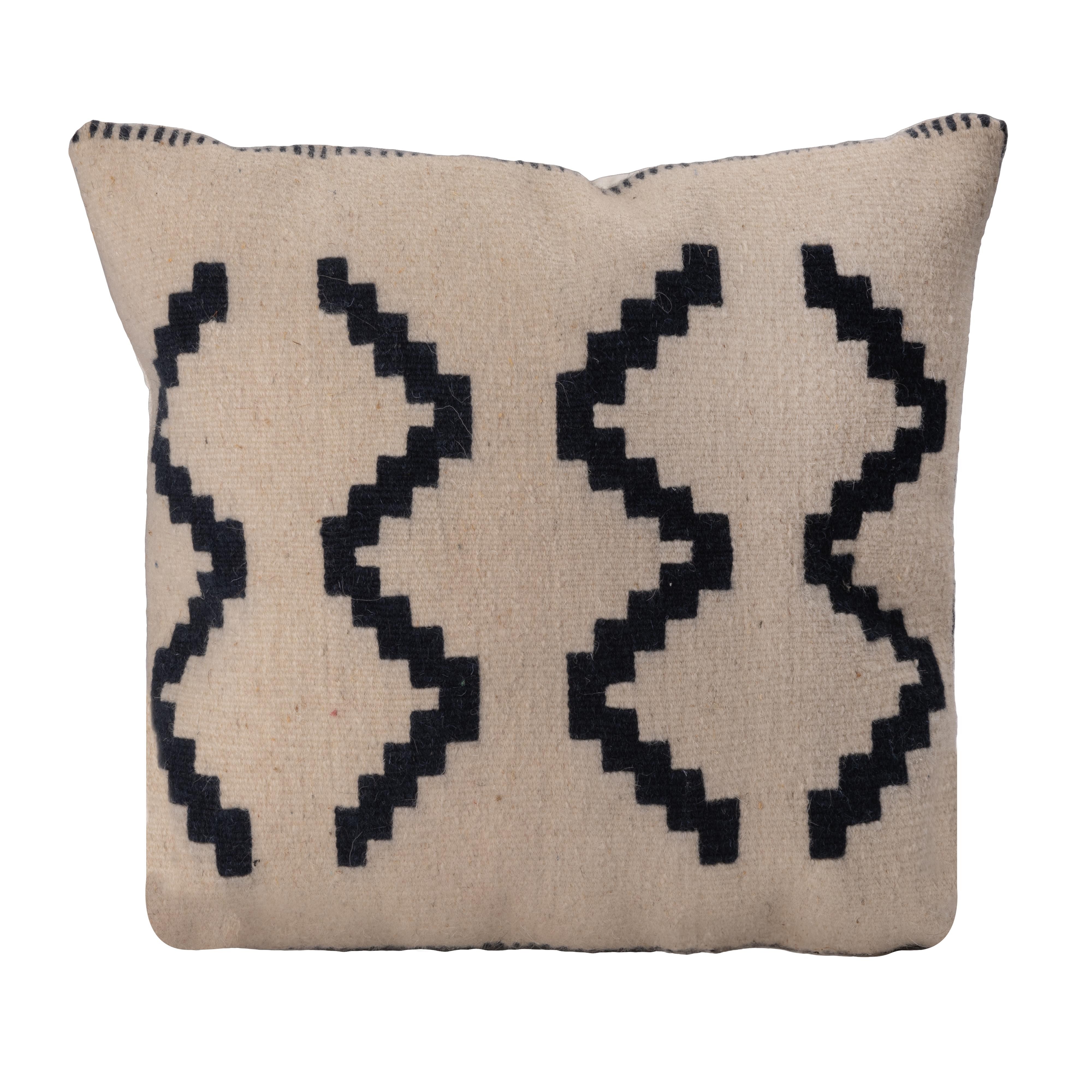 El Dokuması Kök Boya Geometrik Desen Yün Kilim Kırlent