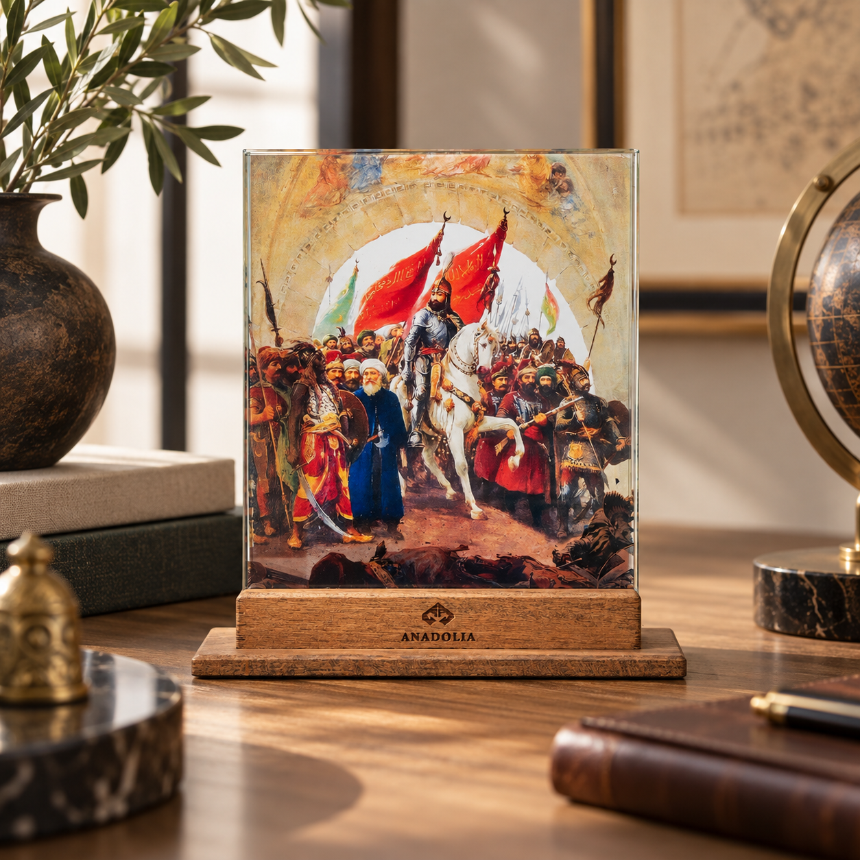 Fatih Sultan Mehmet'in İstanbul'a Girişi 3 Boyutlu Dekoratif Cam Obje