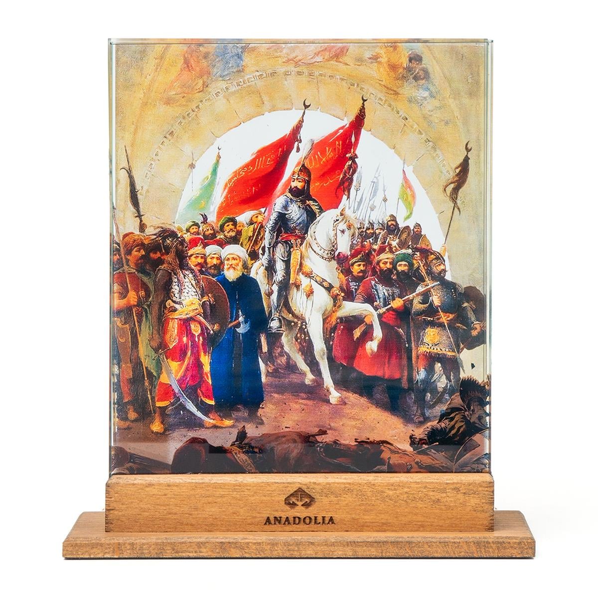 Fatih Sultan Mehmet'in İstanbul'un Kapılarından Girişi 3 Boyutlu Dekoratif Cam Obje