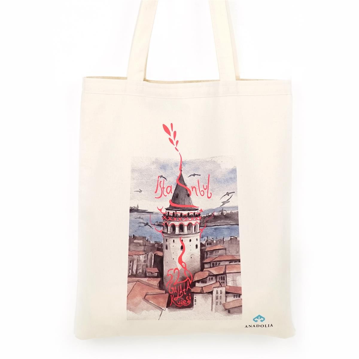 Galata Kulesi 528 Pembe Motif Ham Bez Çanta