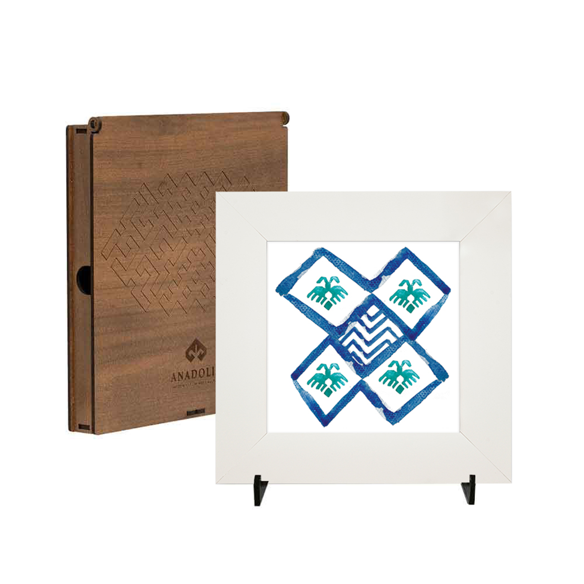 Kilim Serisi Divan Beyaz Çerçeveli Seramik Tablo Pano