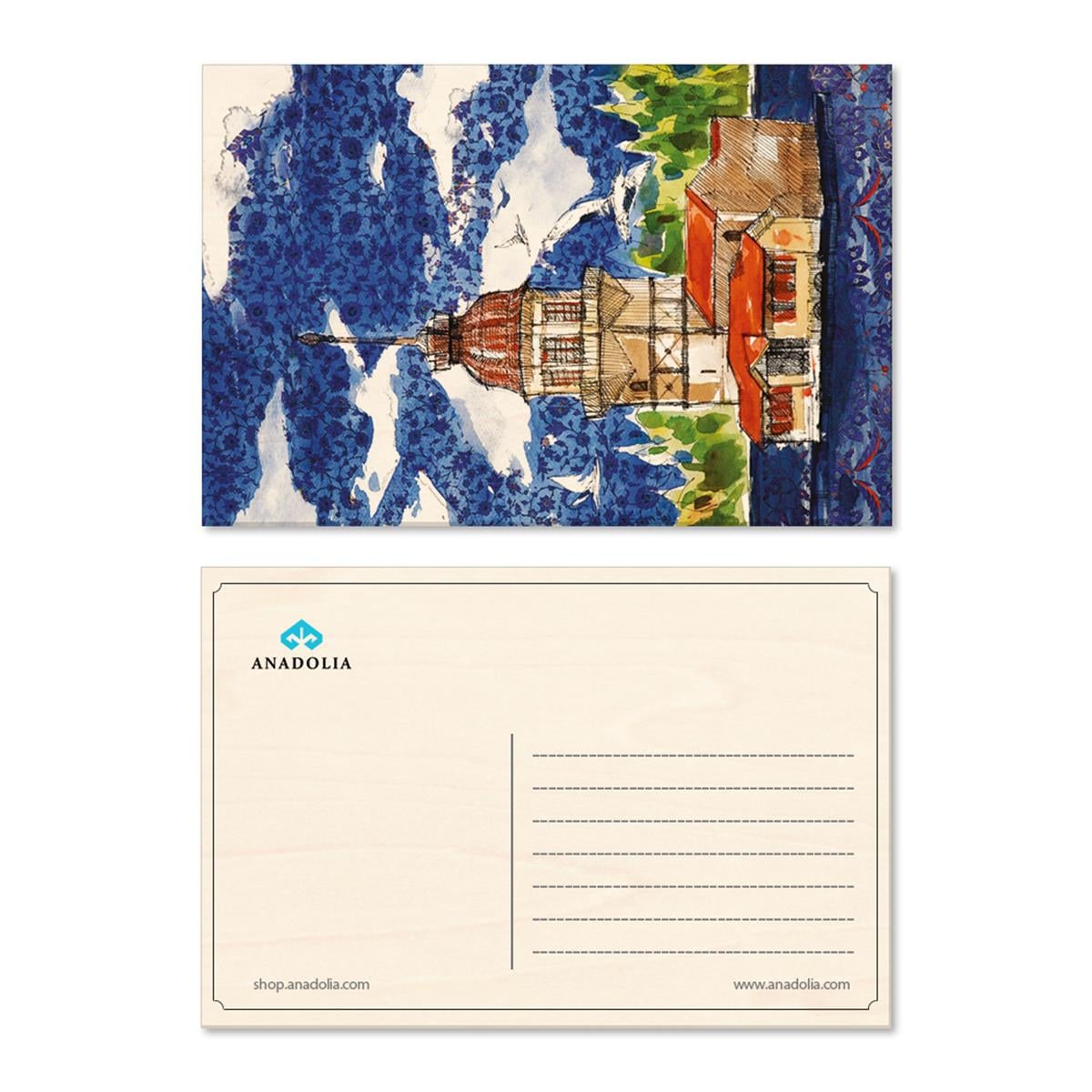 Kız Kulesi Ahşap Kartpostal