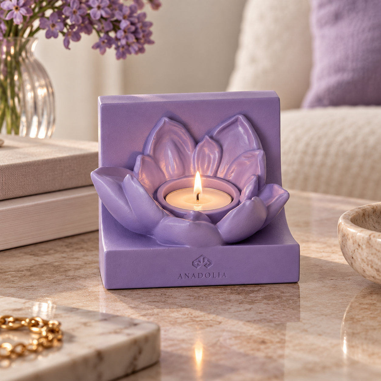 Lotus Dekoratif Tealight Mumluk