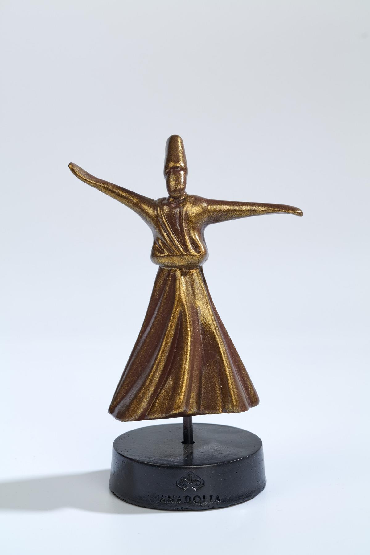 Semazen Heykel Kaideli Altın Varak Bronz