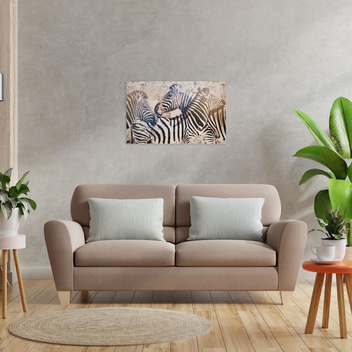 Zebra Desenli Ahşap Duvar Panosu
