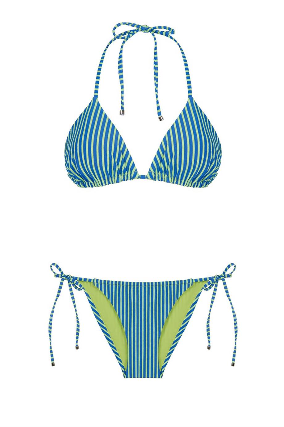 REALISTIC STRIPE BAĞCIKLI BİKİNİ ALTI NEON GREEN/SAXE