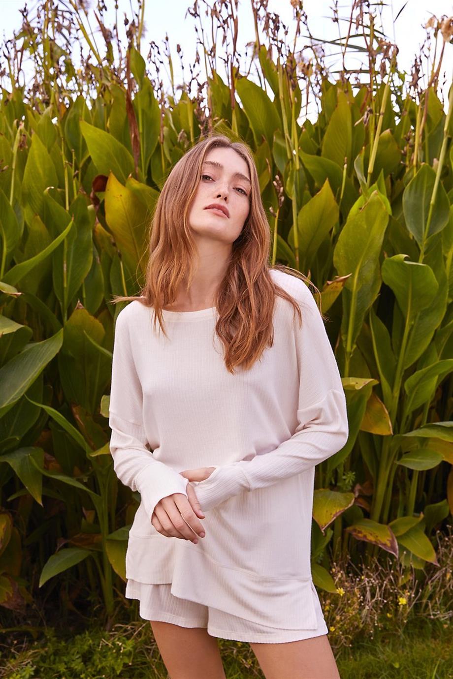 ULTRA COMFORT UZUN KOLLU TİŞÖRT EKRU