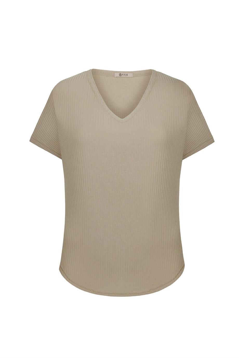 ULTRA COMFORT V-YAKA TİŞÖRT VİZON