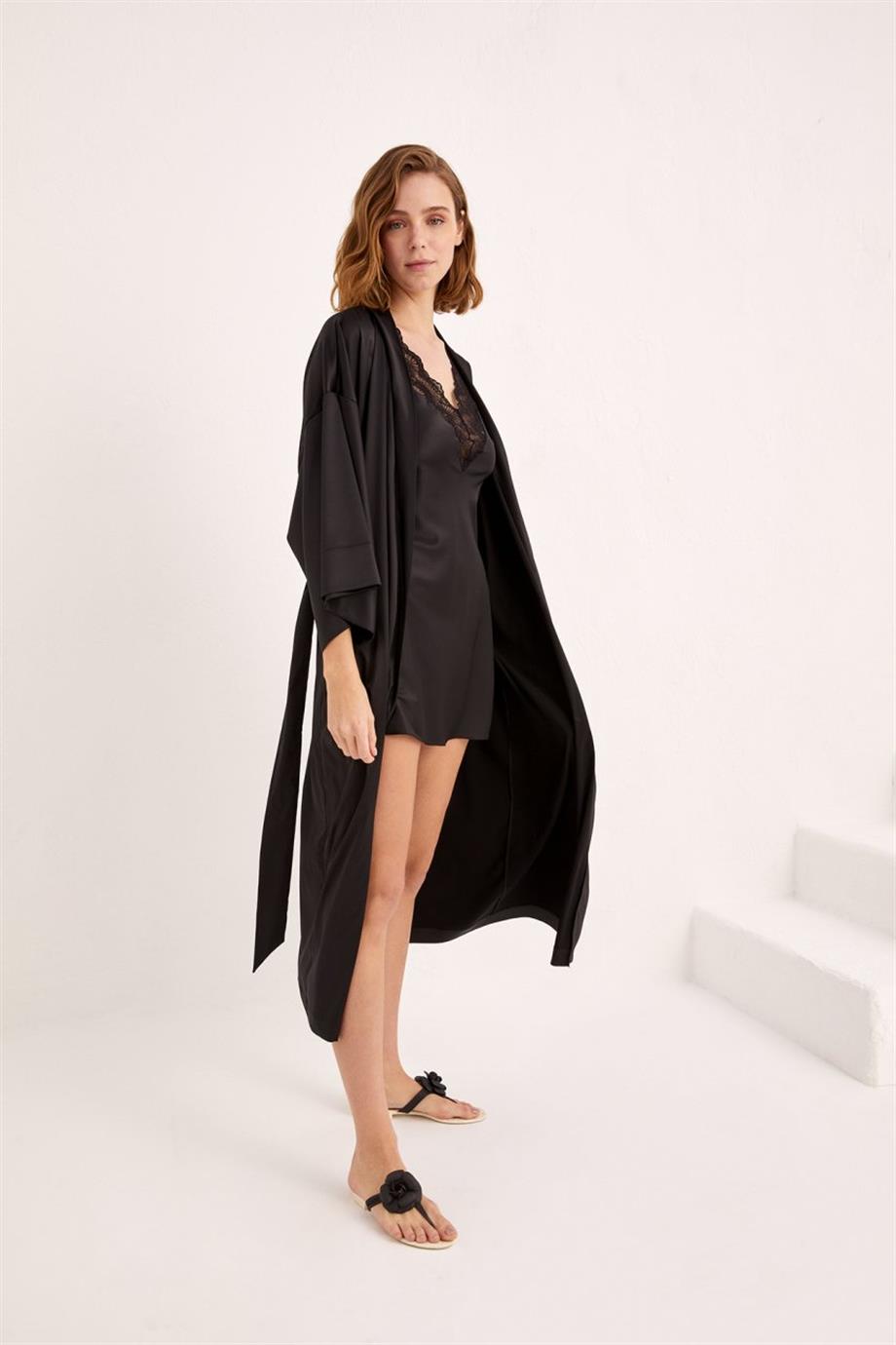 VALMOS UZUN KİMONO SİYAH