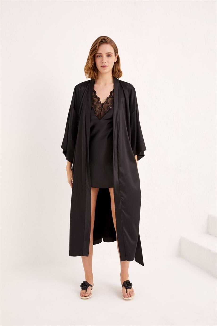VALMOS UZUN KİMONO SİYAH