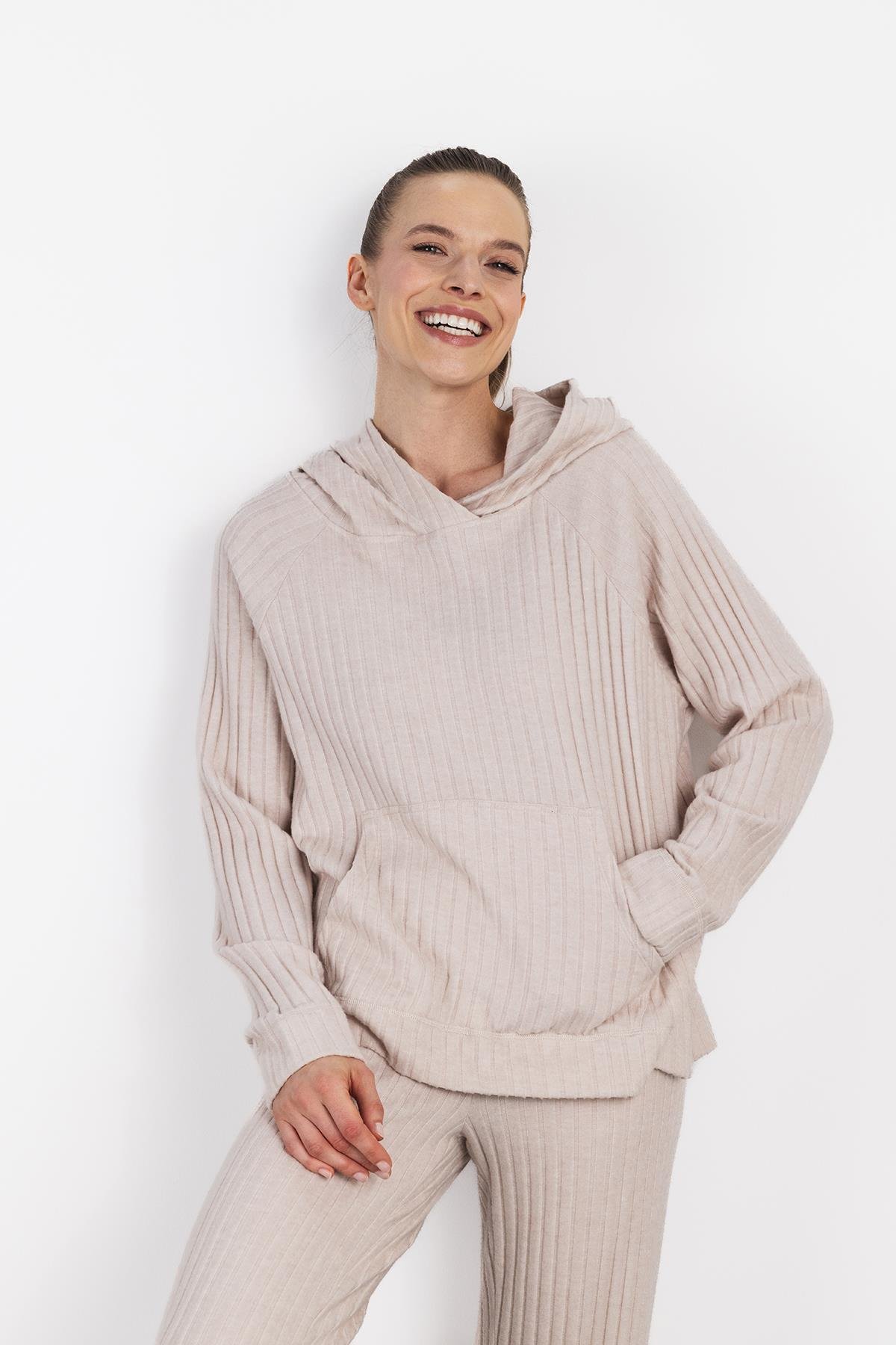 WINTER LONGEWEAR GENİŞ PAÇA PANTALON BEJ