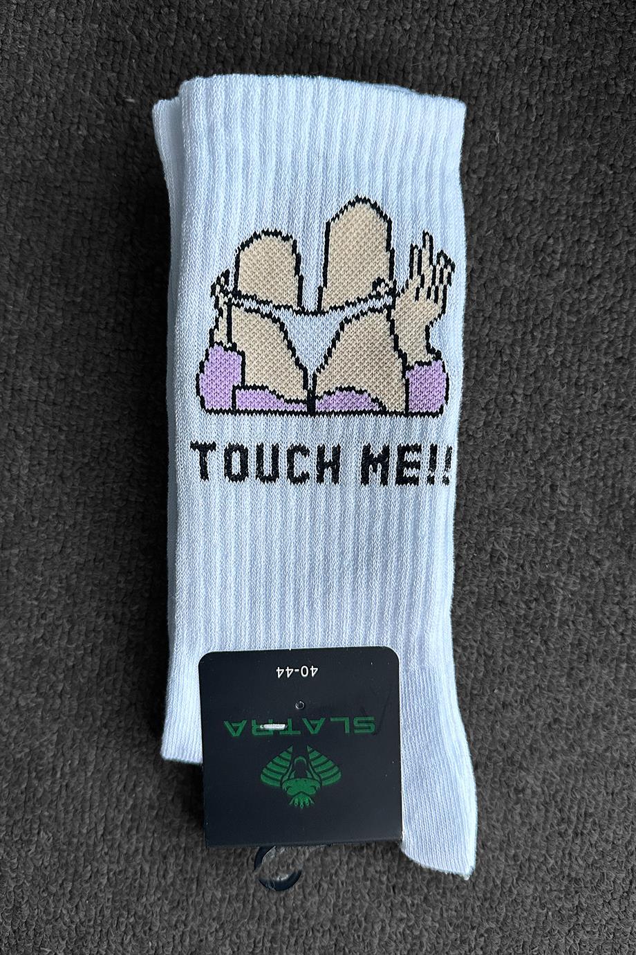 Beyaz Touch Me Çorap